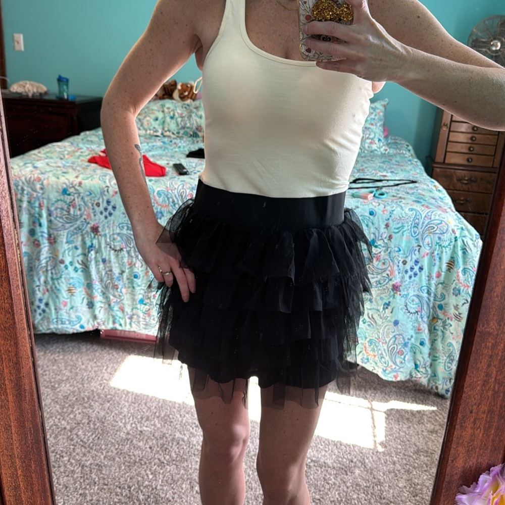 Vintage 2010 White and Black Layered Tulle Dress